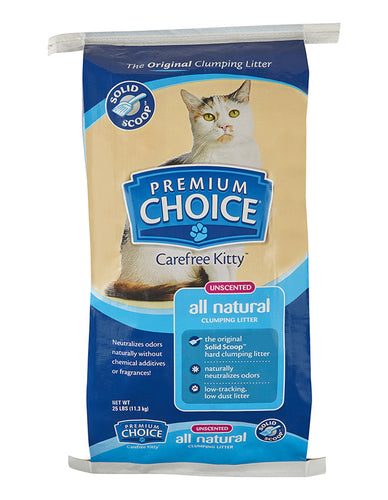 Premium Choice Carefree Kitty  Unscented Solid Scoop Clumping All Natural Cat Litter (16 lb Jug)